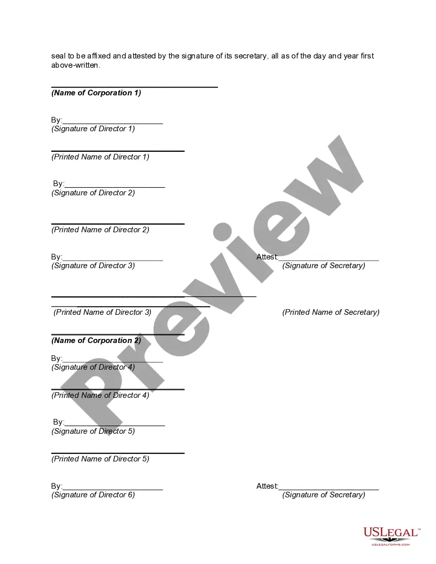 Preview Consolidation Agreement Between Two Corporations