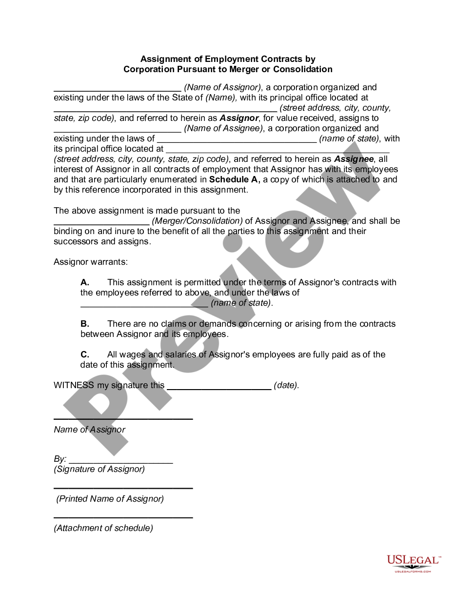 contract assignment in merger