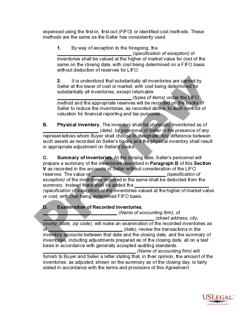 Preview Agreement for the Sale and Purchase of Assets of Subsidiary Corporation with Guarantee of Performance by Parent Corporation