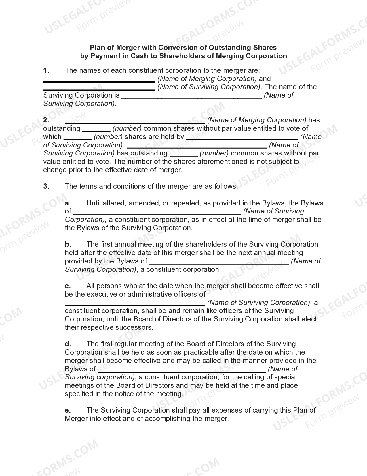 Oregon Merger Form.pdf Plan of Merger with Conversion of Outstanding Shares by Payment in Cash ...
