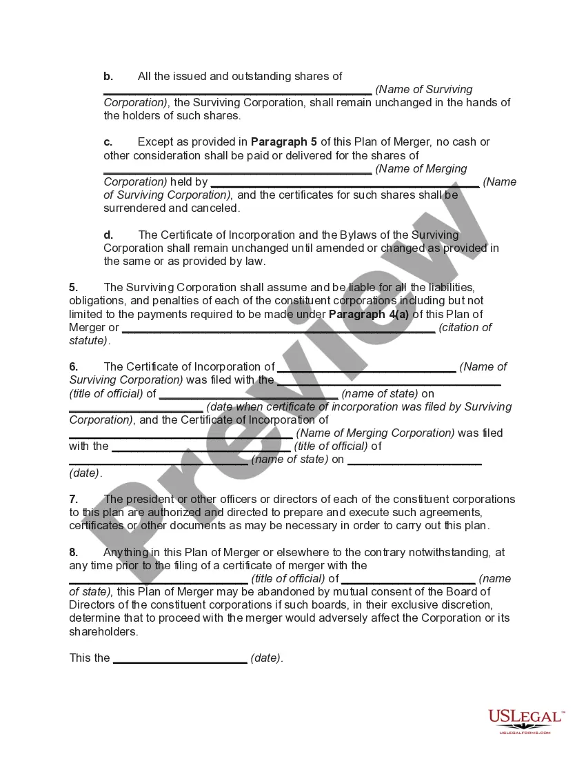 Get Plan of Merger with Conversion of Outstanding Shares by Payment in Cash to Shareholders of Merging Corporation Preview Plan of Merger with Conversion of Outstanding Shares by Payment in Cash to Shareholders of Merging Corporation