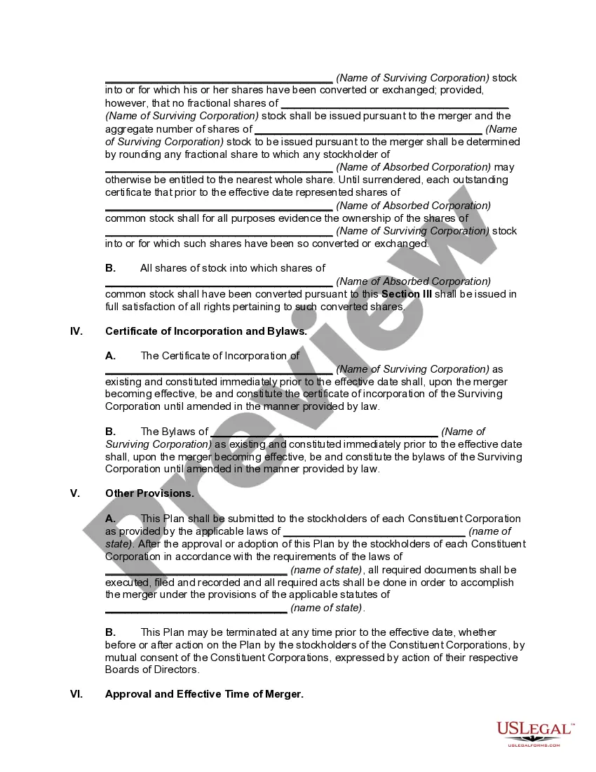 Get Plan of Merger with Conversion of Shares of Absorbed Corporation into Shares of Surviving Corporation Preview Plan of Merger with Conversion of Shares of Absorbed Corporation into Shares of Surviving Corporation