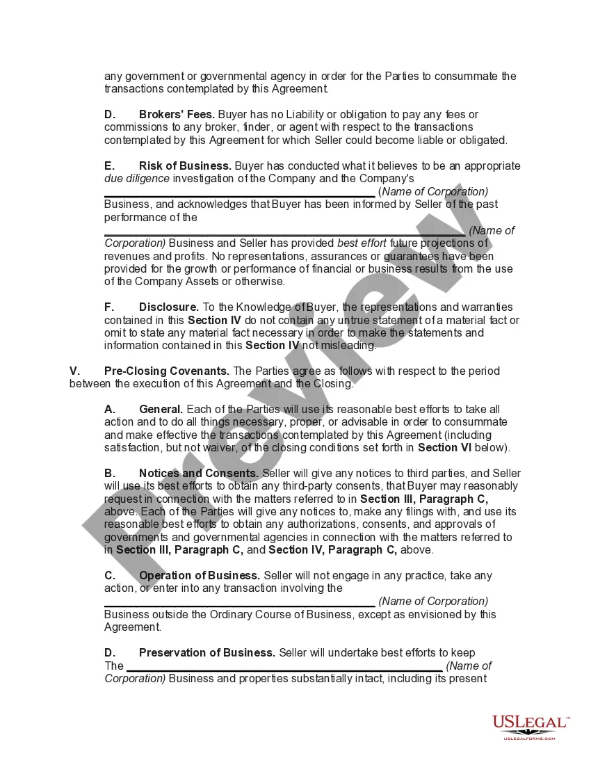Preview Acquisition of S Corporation (Stock Purchase Agreement) -- Seller is Sole Owner of all Shares of Corporation