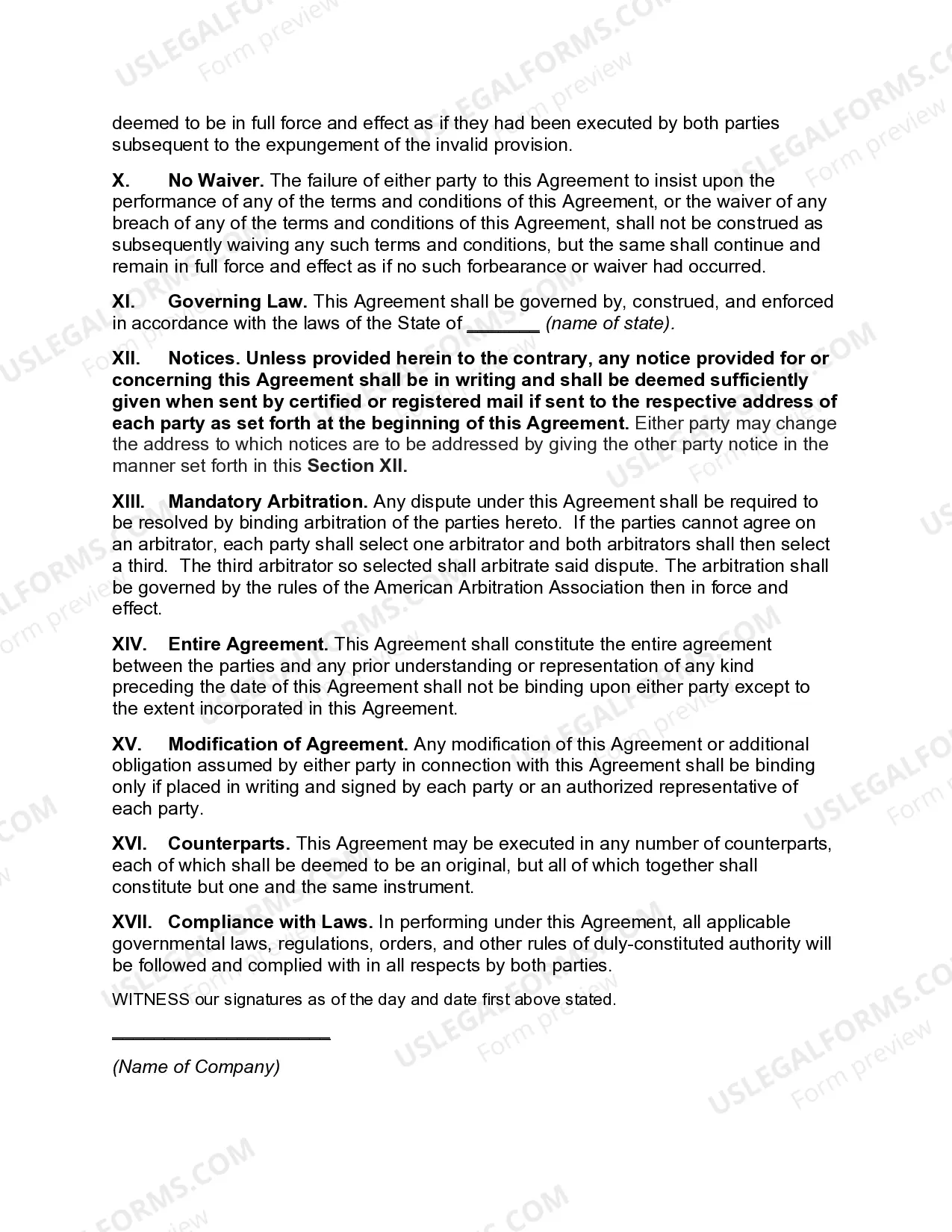 Preview Director's Fee Agreement