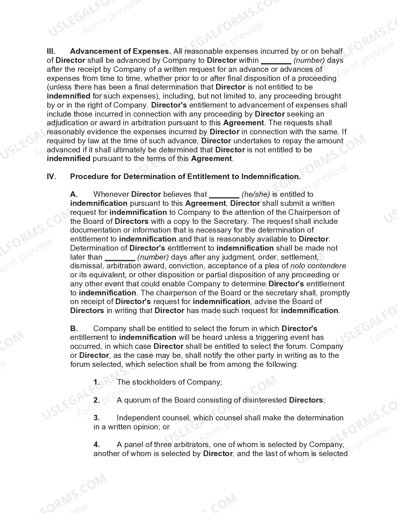 Preview Indemnification of Corporate Director