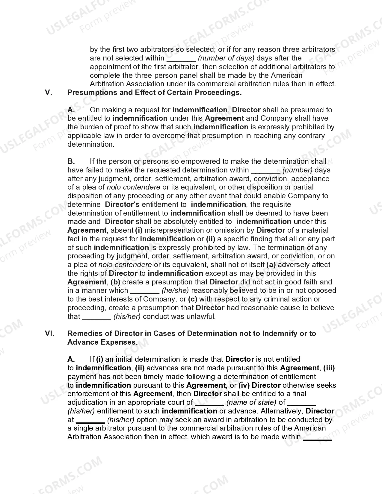 Preview Indemnification of Corporate Director