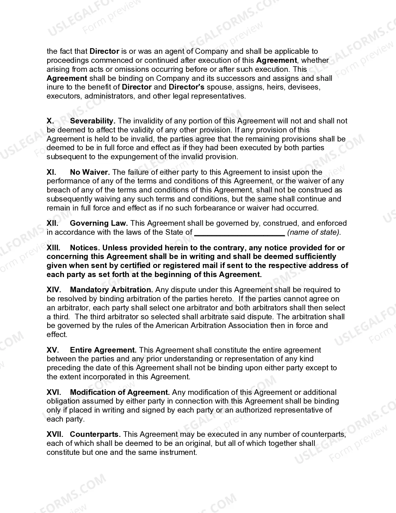 Preview Indemnification of Corporate Director