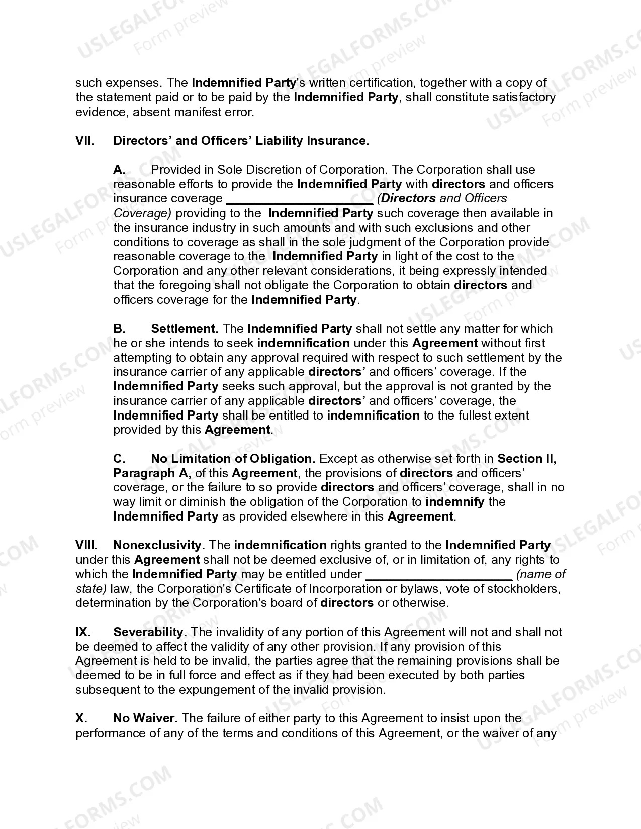 Preview Director's Indemnification Agreement