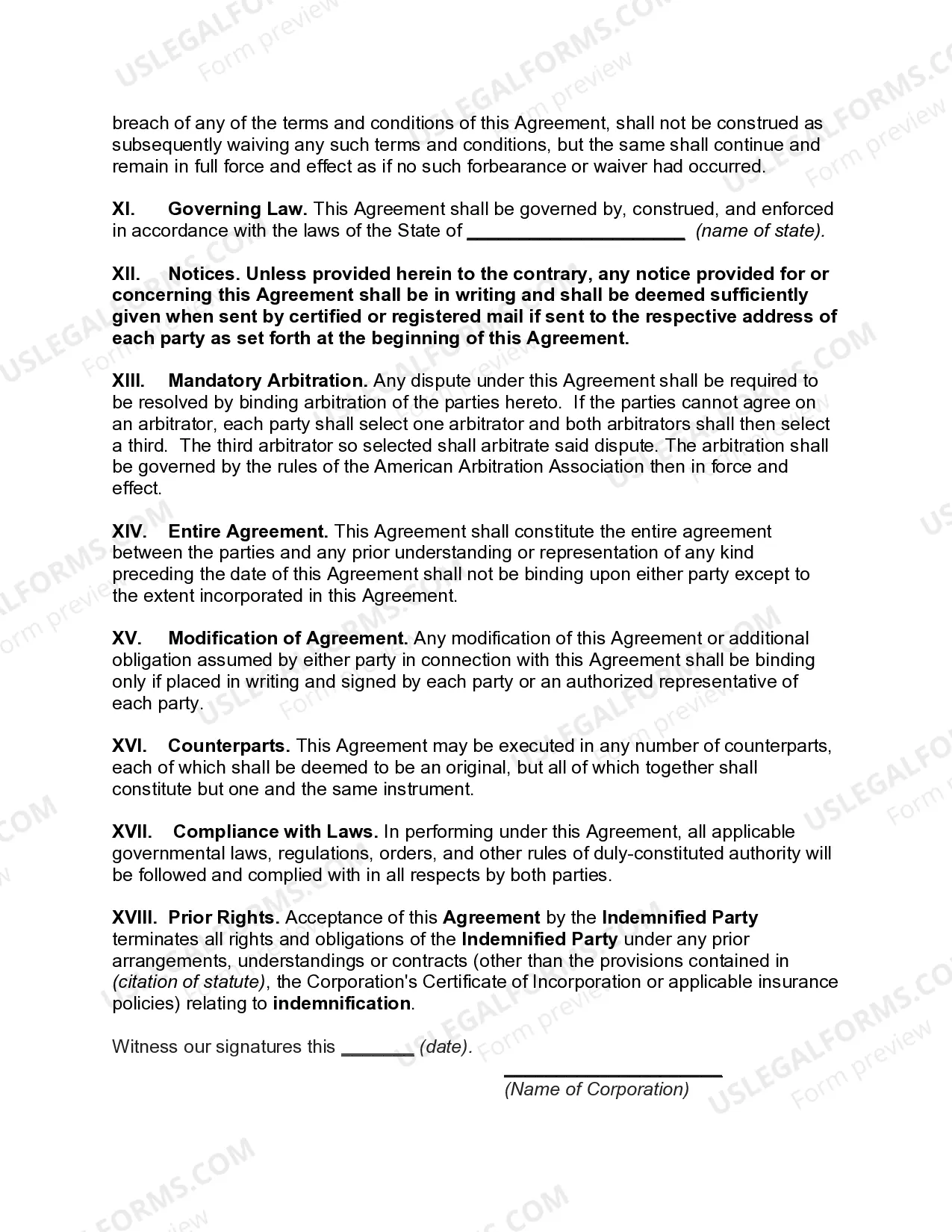Preview Director's Indemnification Agreement