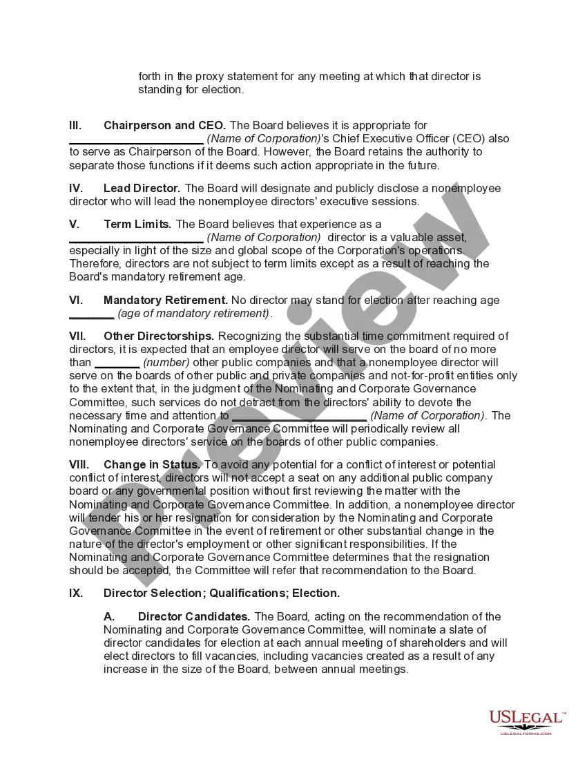 Preview Corporate Governance Guidelines