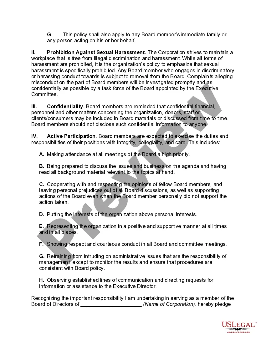Get Code of Conduct for Directors of Non-Profit Corporation Preview Code of Conduct for Directors of Non-Profit Corporation