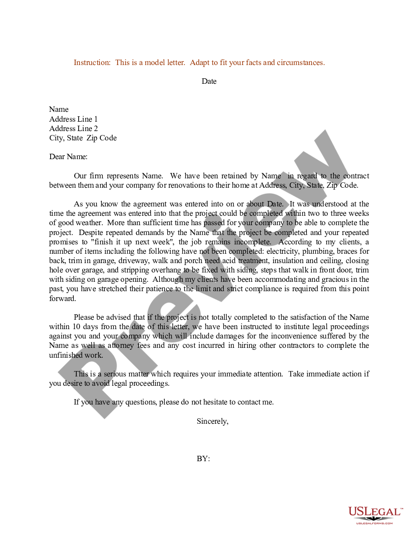 Sample Letter For Construction Demand To Complete Project Demand 