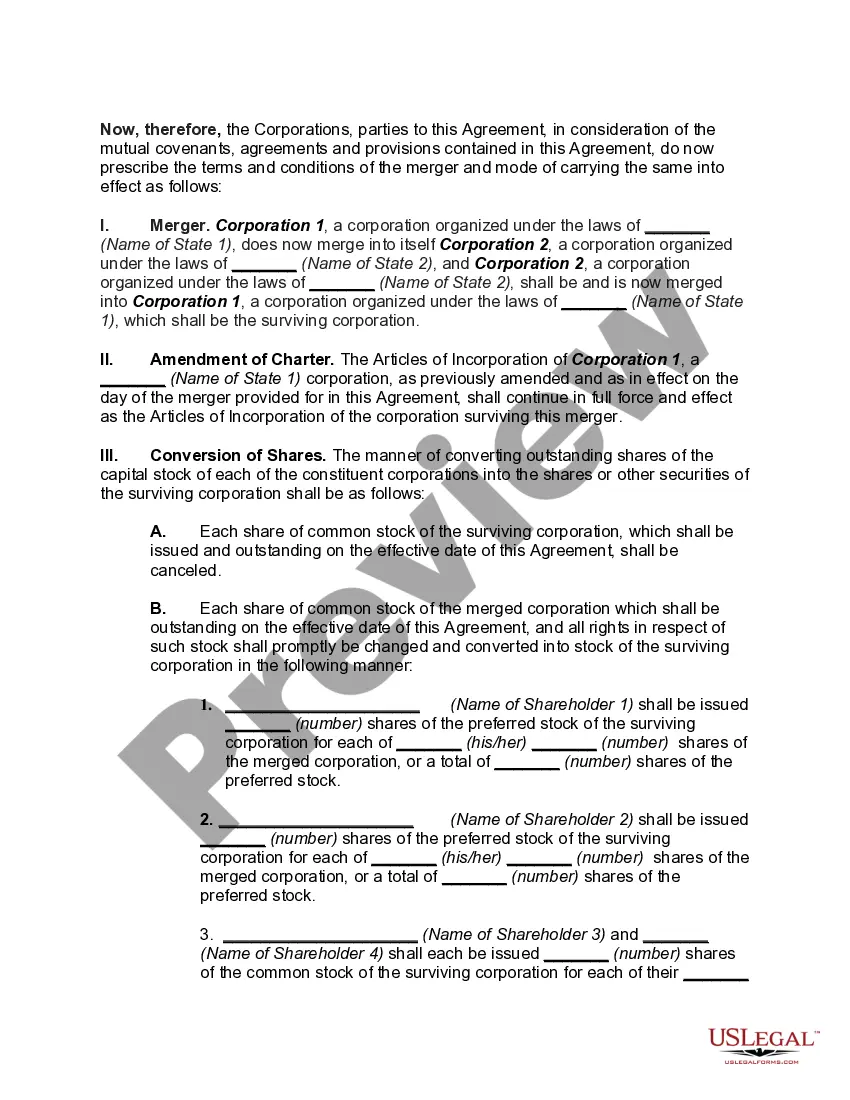 Get Agreement and Plan of Merger with Change in Corporations' Identity, Form or Place of Organization (Type F Reorganization) Preview Agreement and Plan of Merger with Change in Corporations' Identity, Form or Place of Organization (Type F Reorganization)