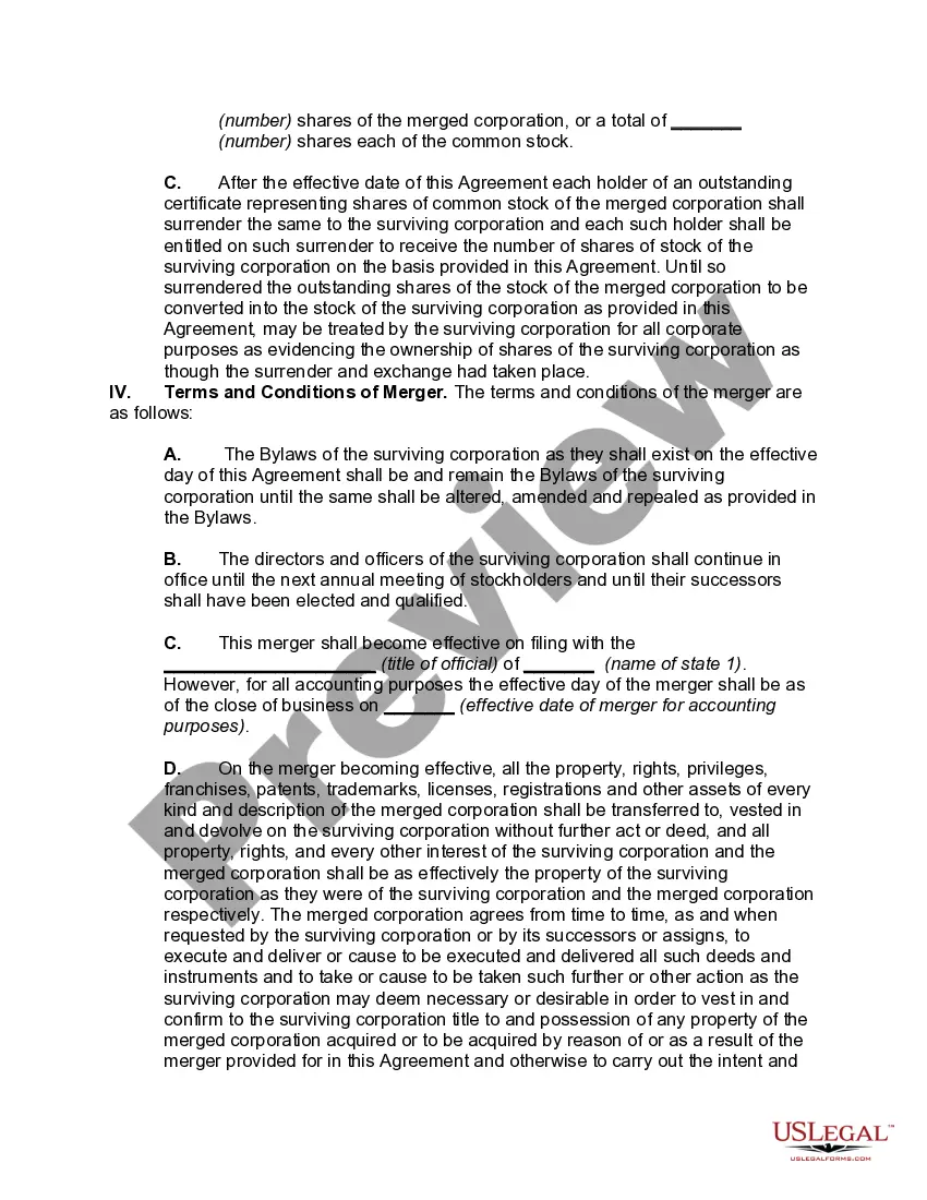 Get Agreement and Plan of Merger with Change in Corporations' Identity, Form or Place of Organization (Type F Reorganization) Preview Agreement and Plan of Merger with Change in Corporations' Identity, Form or Place of Organization (Type F Reorganization)