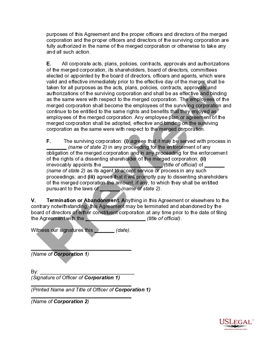 Get Agreement and Plan of Merger with Change in Corporations' Identity, Form or Place of Organization (Type F Reorganization) Preview Agreement and Plan of Merger with Change in Corporations' Identity, Form or Place of Organization (Type F Reorganization)