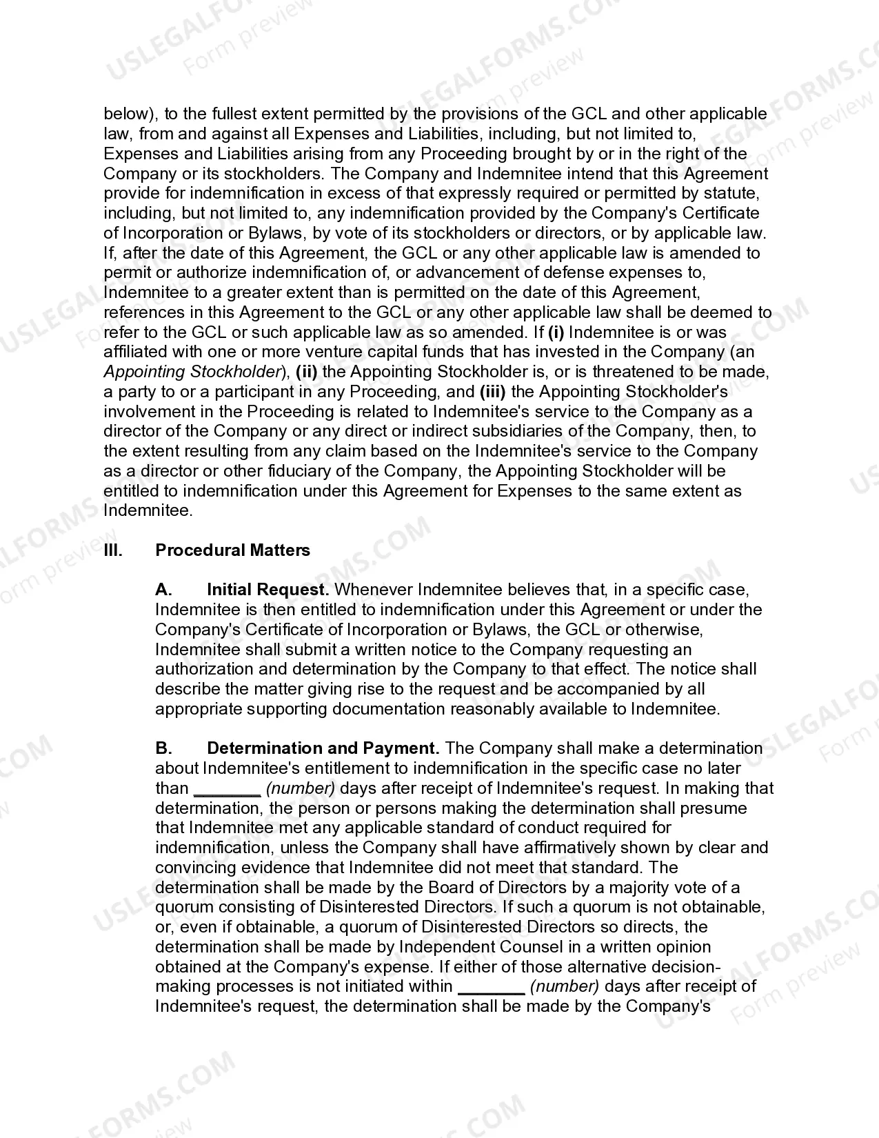 Preview Director's indemnification Agreement of Publicly Held Corporation Indemnifying Director and His or Her Spouse