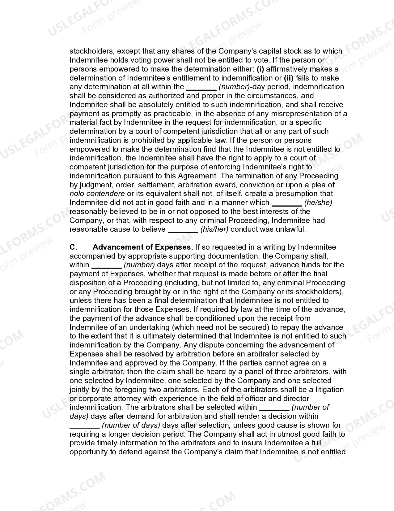 Preview Director's indemnification Agreement of Publicly Held Corporation Indemnifying Director and His or Her Spouse