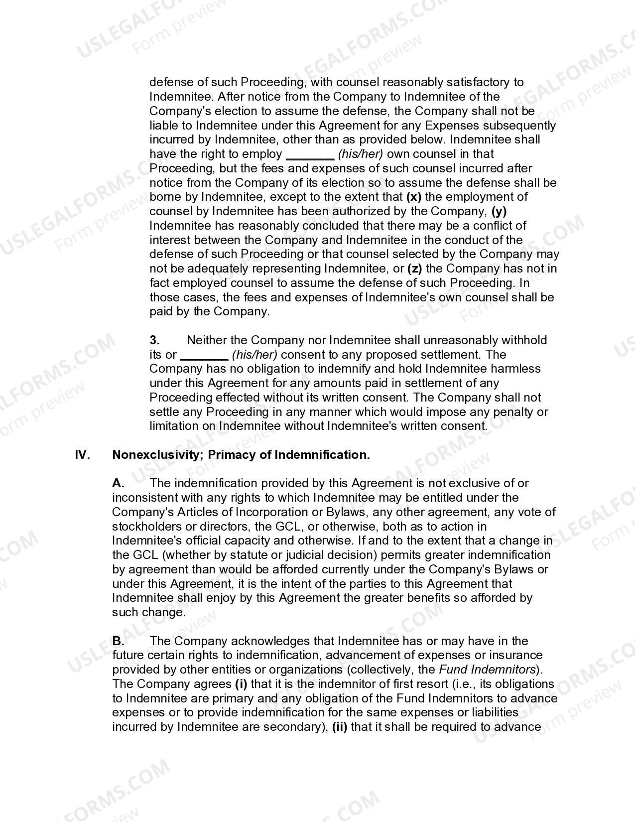 Preview Director's indemnification Agreement of Publicly Held Corporation Indemnifying Director and His or Her Spouse