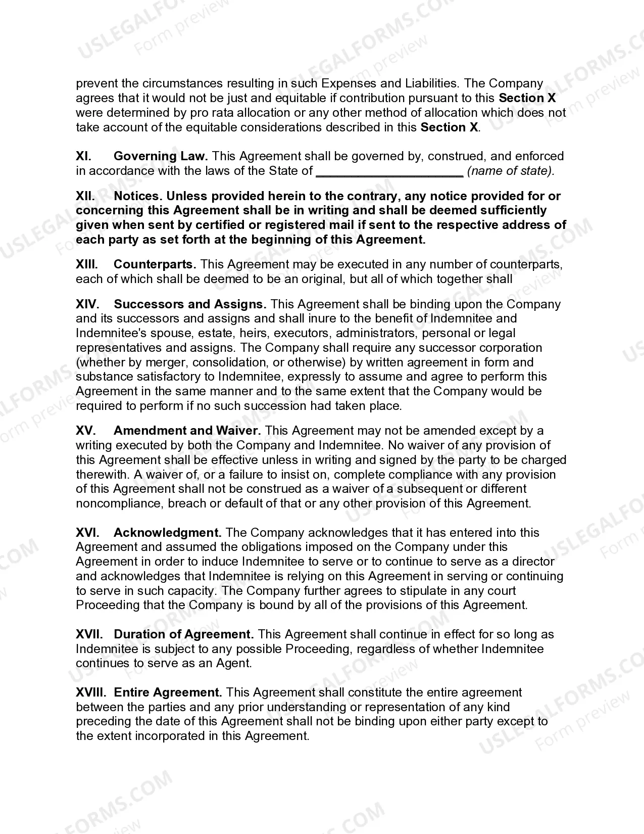 Preview Director's indemnification Agreement of Publicly Held Corporation Indemnifying Director and His or Her Spouse