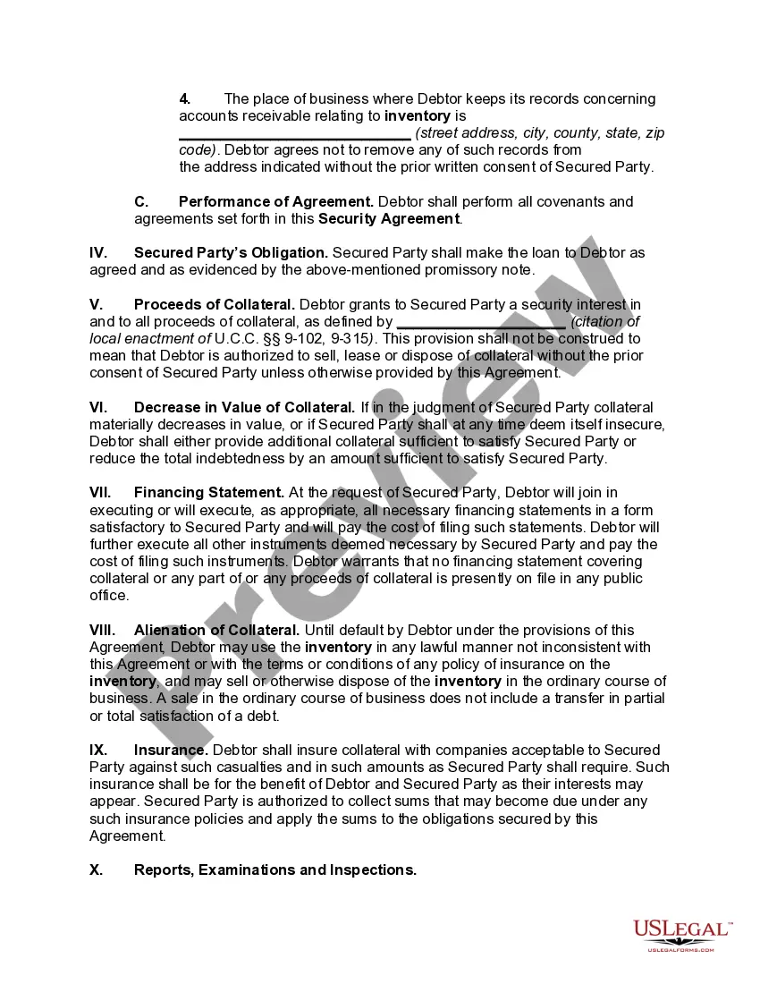 Get Security Agreement Covering Inventory, Accounts Receivable and Equipment Preview Security Agreement Covering Inventory, Accounts Receivable and Equipment