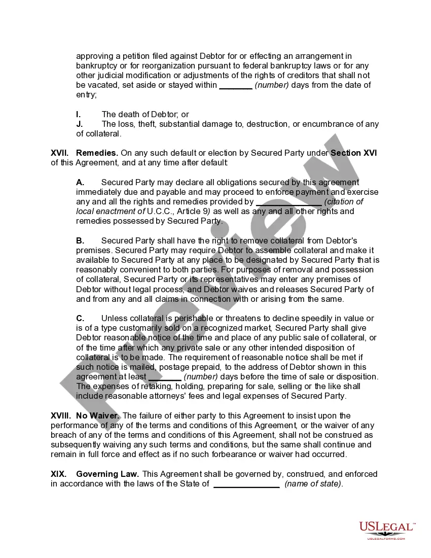 Get Security Agreement Covering Inventory, Accounts Receivable and Equipment Preview Security Agreement Covering Inventory, Accounts Receivable and Equipment