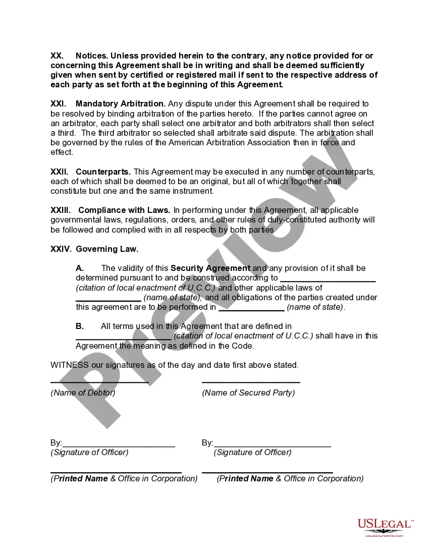 Get Security Agreement Covering Inventory, Accounts Receivable and Equipment Preview Security Agreement Covering Inventory, Accounts Receivable and Equipment