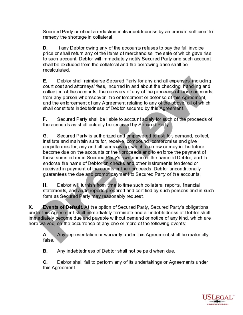 Get Security Agreement Covering Inventory and Accounts Receivable Securing a Line of Credit Preview Security Agreement Covering Inventory and Accounts Receivable Securing a Line of Credit