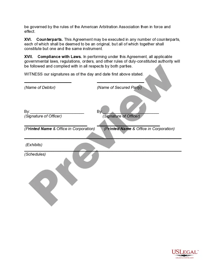 Get Security Agreement Covering Inventory and Accounts Receivable Securing a Line of Credit Preview Security Agreement Covering Inventory and Accounts Receivable Securing a Line of Credit