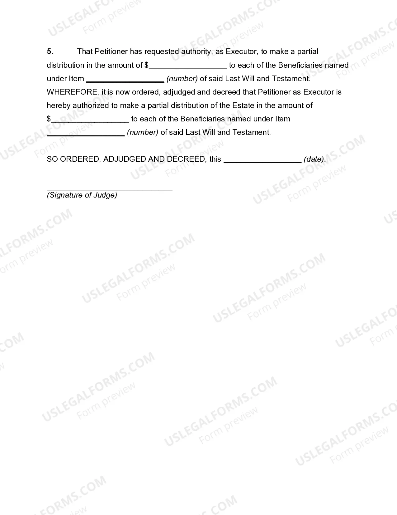 Preview Petition for Partial and Early Distribution of Estate