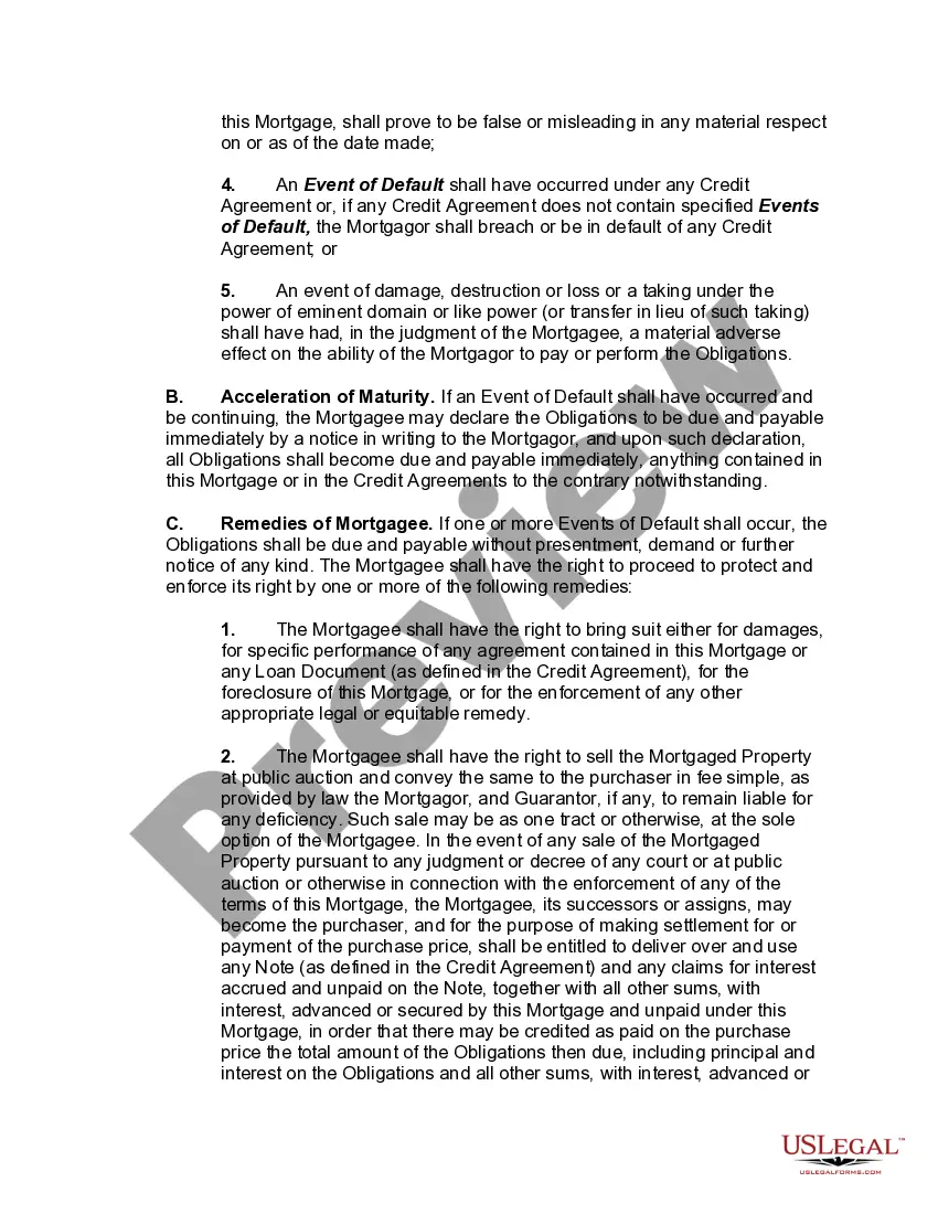 Preview Mortgage, Assignment of Rents and Profits, and Fixture Financing Statement Securing Revolving Line of Credit