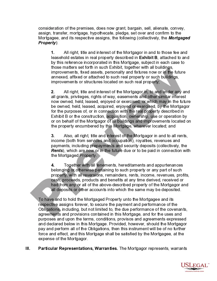 Preview Mortgage, Assignment of Rents and Profits, and Fixture Financing Statement Securing Revolving Line of Credit