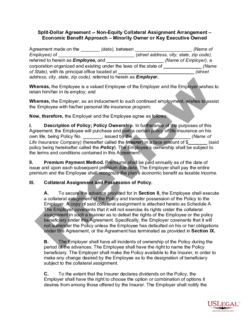 Split-Dollar Agreement - Non-Equity Collateral Assignment Arrangement ...