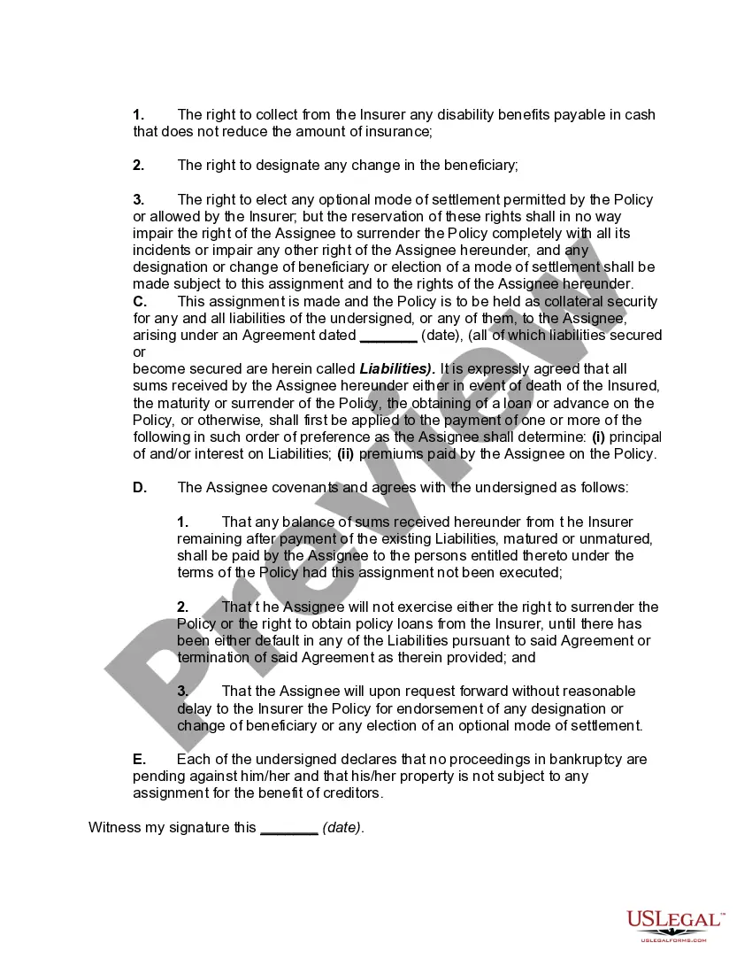 Preview Split-Dollar Agreement - Non-Equity Collateral Assignment Arrangement - Economic Benefit Approach-Minority Owner orSplit-Dollar Agreement -- Non-Equity Collateral Assignment Arrangement - Economic Benefit Approach - Minority Owner or Key Executive Owned