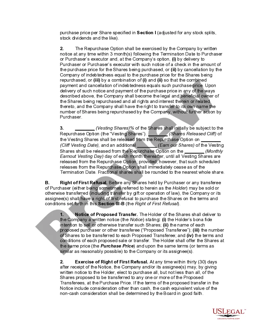 Preview Restricted Stock Purchase Agreement