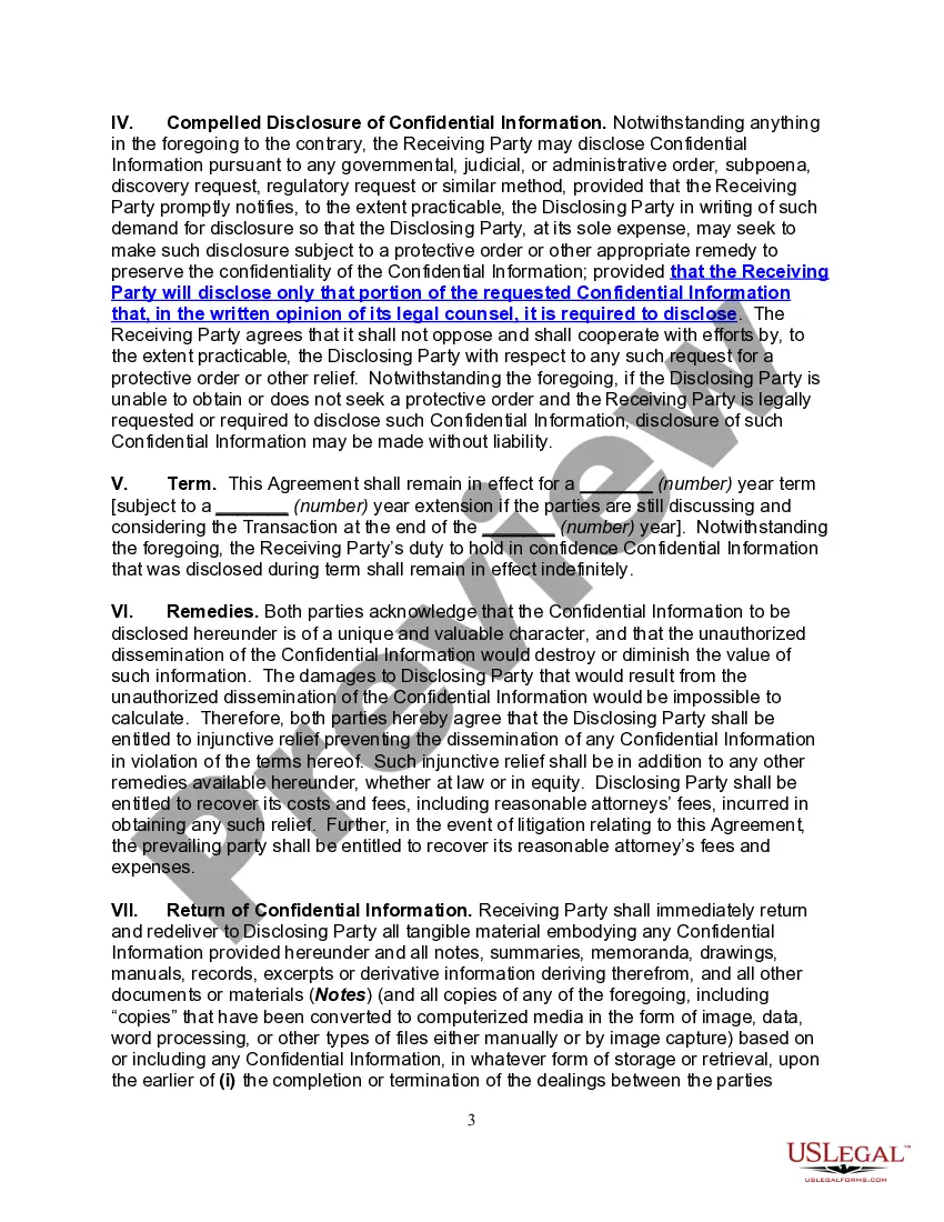 Get Agreement Not to Disclose Information During Negotiations Preview Agreement Not to Disclose Information During Negotiations