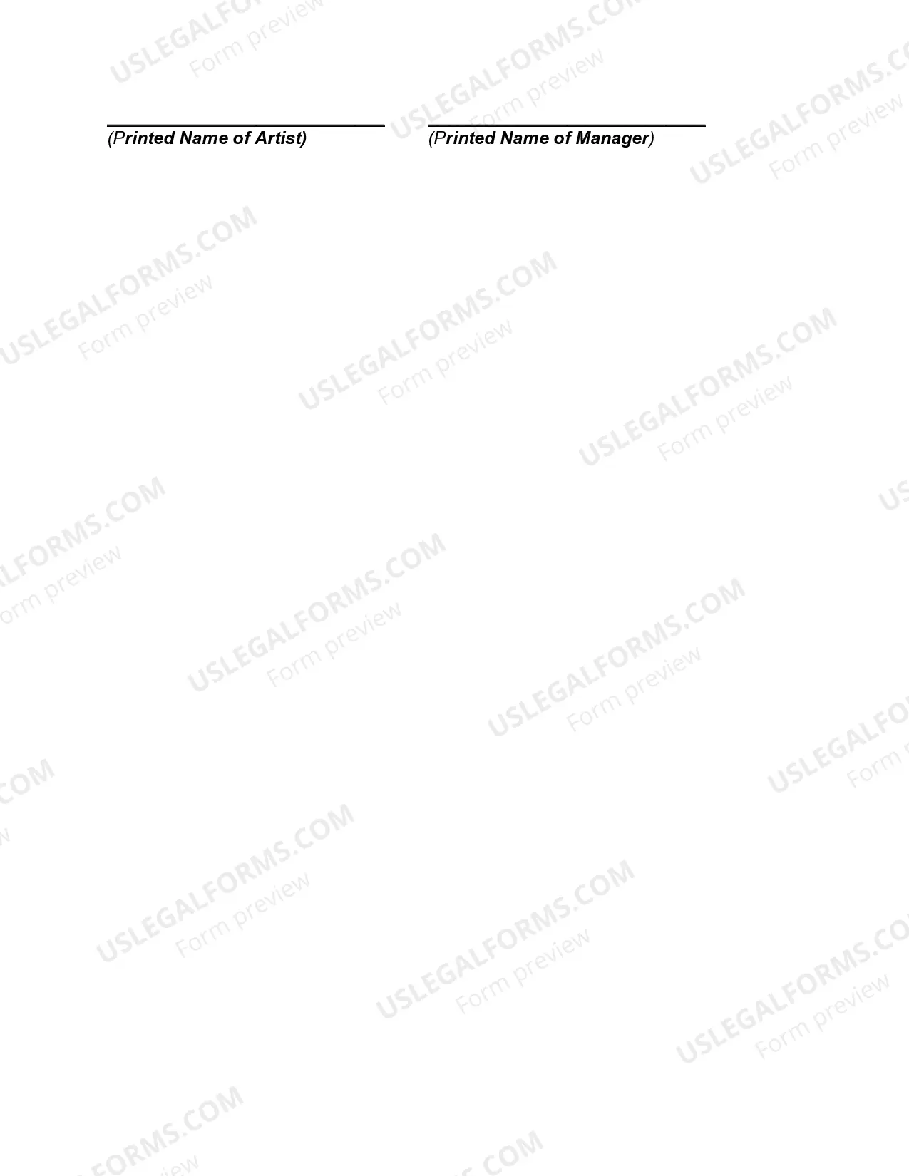 Preview Employment Contract with Manager as Artist's Personal Advisor and Counselor