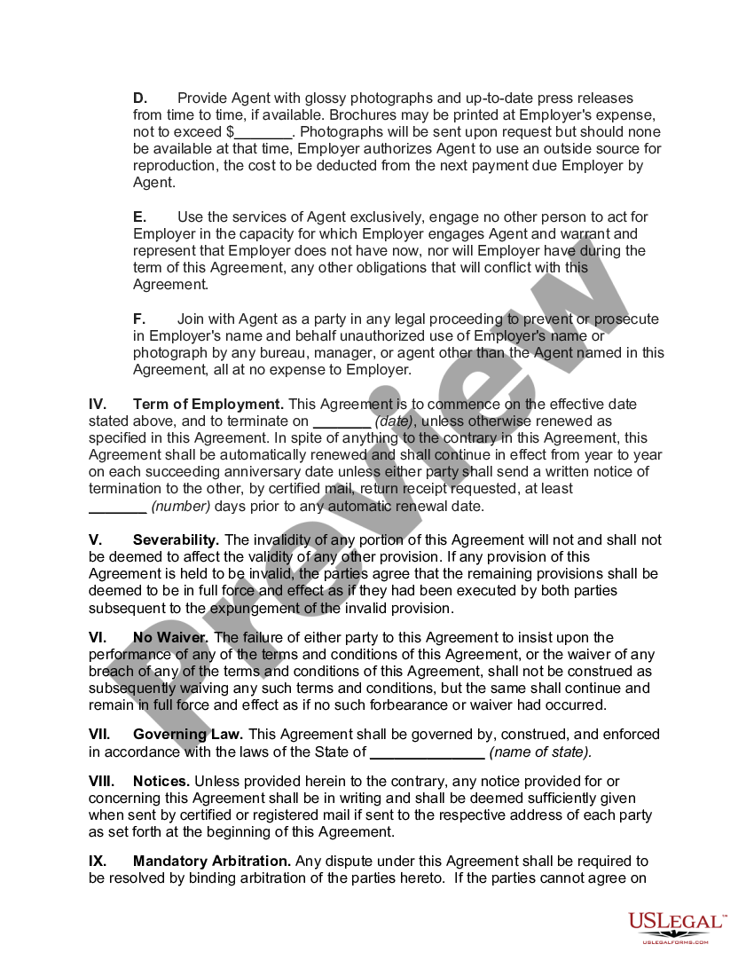 Employment Contract between Booking Agent and Professional Speaker | US ...