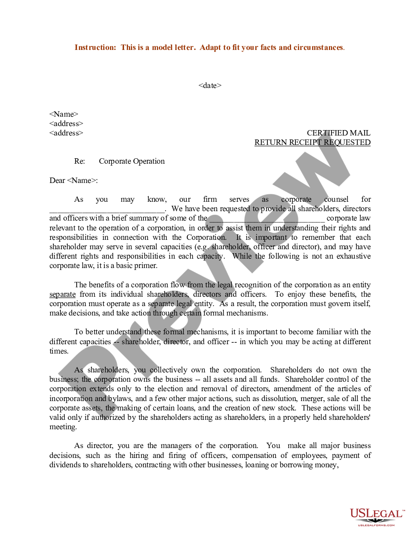 Middlesex Massachusetts Sample Letter For Corporate Operation Us Legal Forms 3554