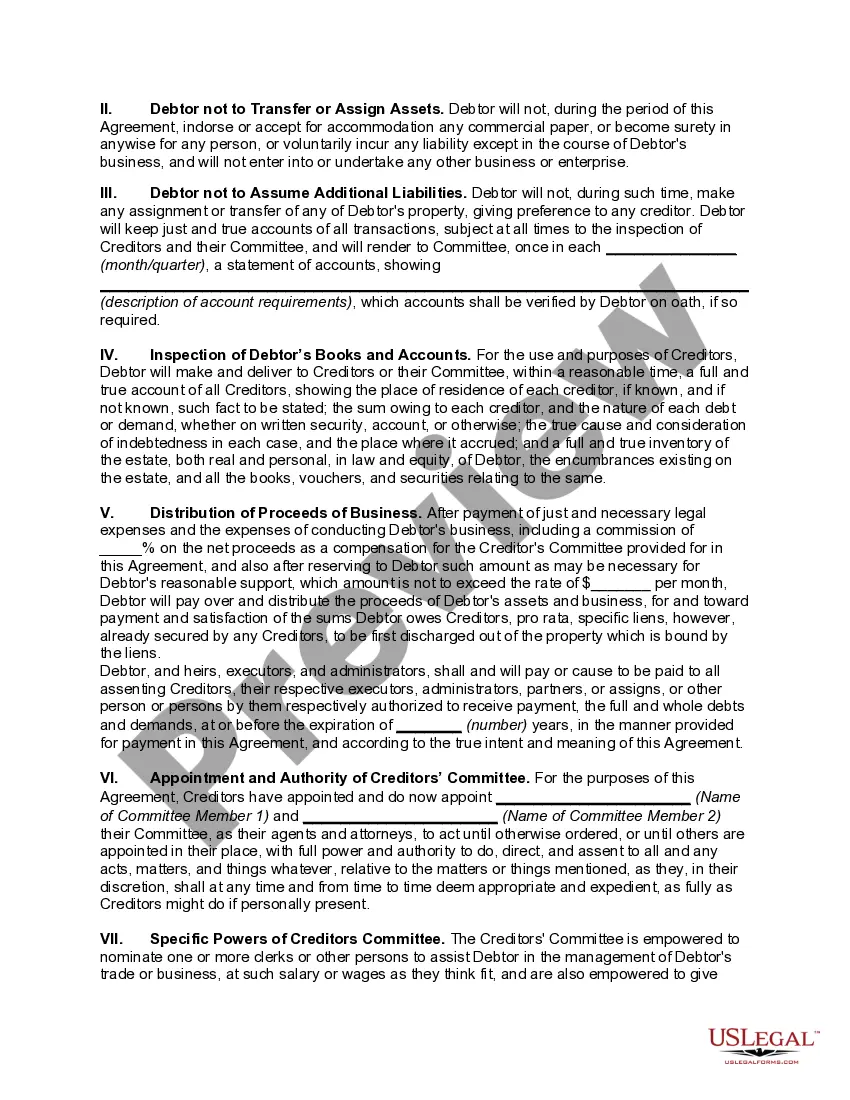 Preview Composition Agreement with Creditors -- Debtor to Carry on Business under Inspection by Creditors' Committee