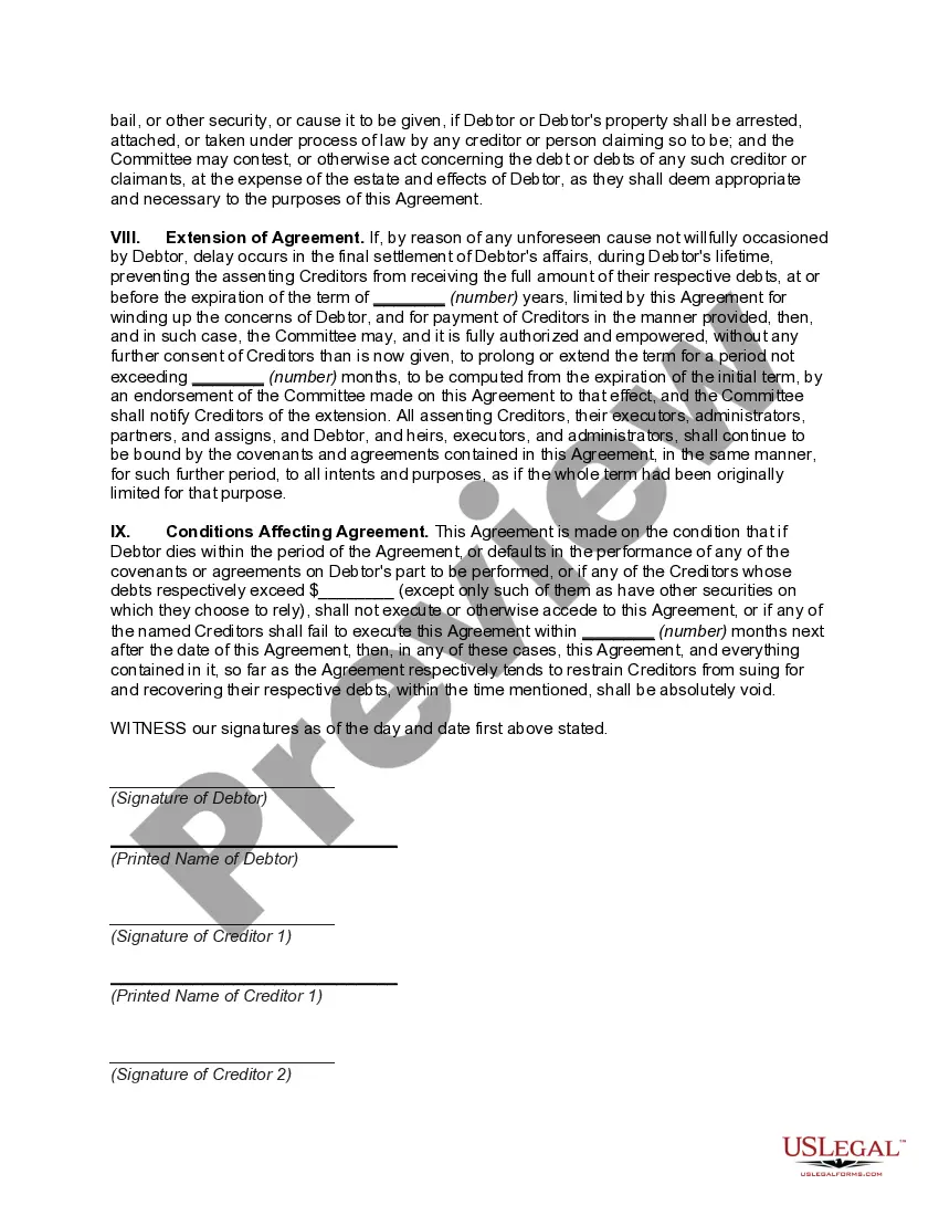 Preview Composition Agreement with Creditors -- Debtor to Carry on Business under Inspection by Creditors' Committee