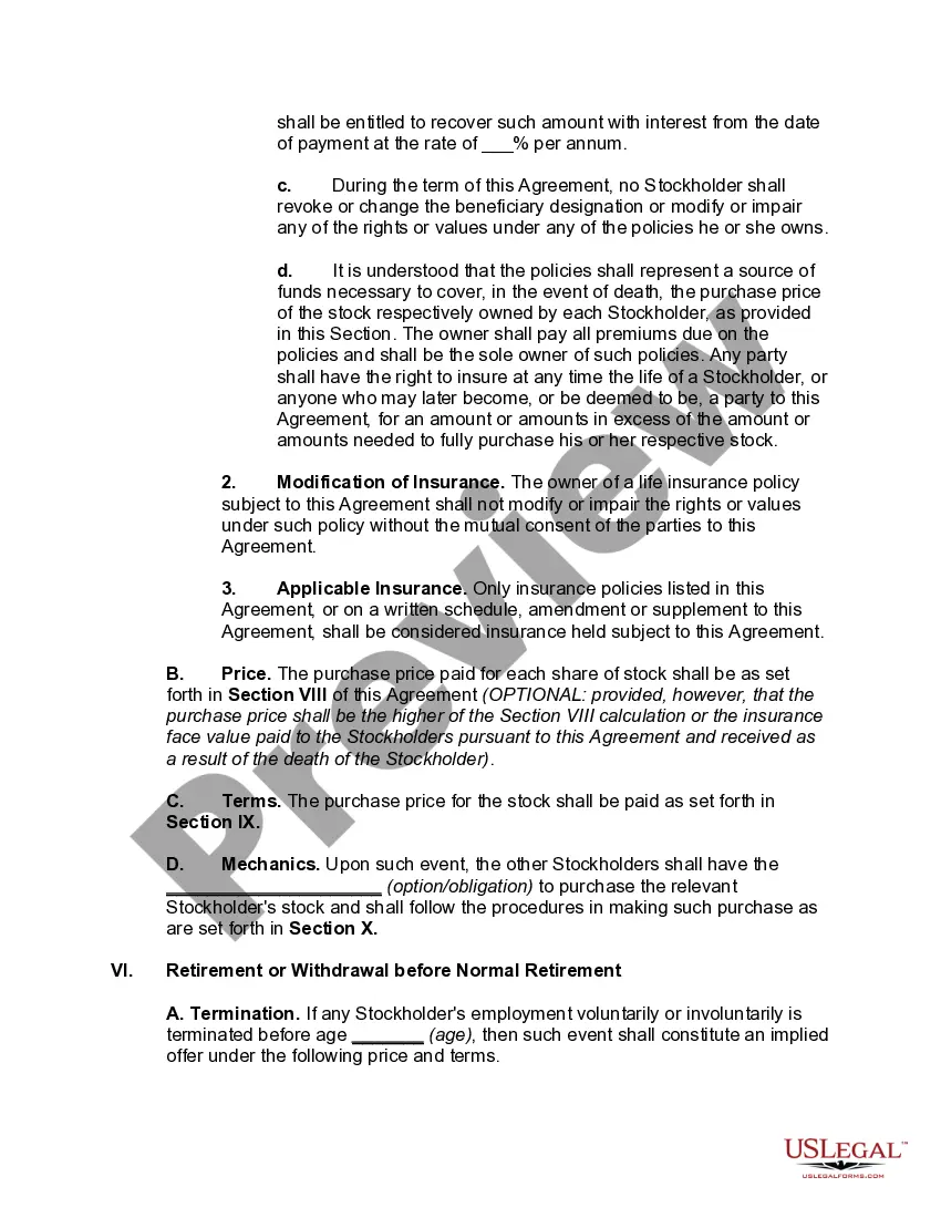 Preview Cross-Purchase Agreement among Shareholders of Close Corporation with Purchase by Surviving Shareholders of Interest of Withdrawing or Deceased Shareholder -- Purchase Price Based on Book Value
