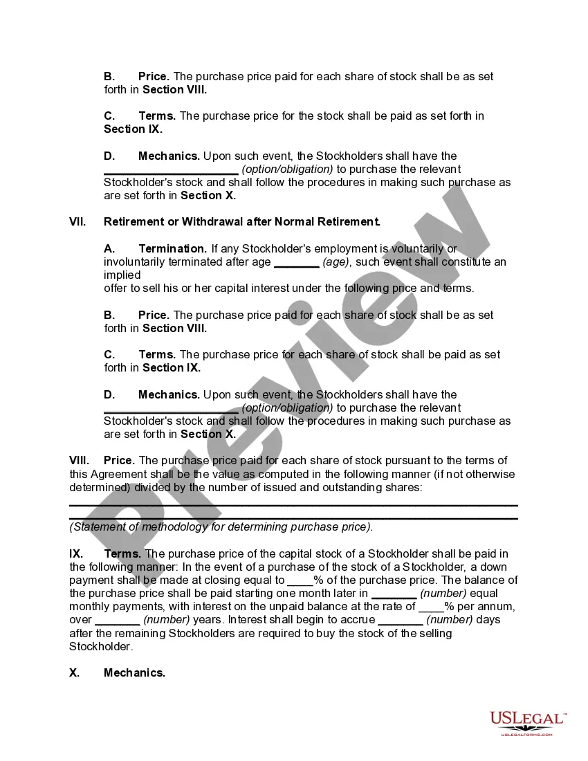 Preview Cross-Purchase Agreement among Shareholders of Close Corporation with Purchase by Surviving Shareholders of Interest of Withdrawing or Deceased Shareholder -- Purchase Price Based on Book Value