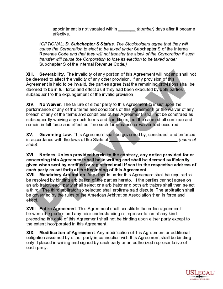 Preview Cross-Purchase Agreement among Shareholders of Close Corporation with Purchase by Surviving Shareholders of Interest of Withdrawing or Deceased Shareholder -- Purchase Price Based on Book Value