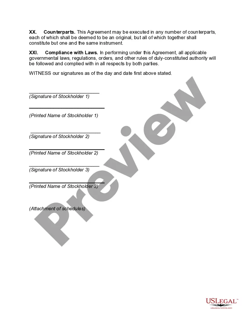 Preview Cross-Purchase Agreement among Shareholders of Close Corporation with Purchase by Surviving Shareholders of Interest of Withdrawing or Deceased Shareholder -- Purchase Price Based on Book Value