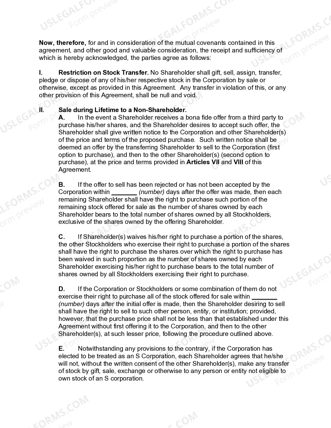 Preview Corporate Cross Purchase Agreement