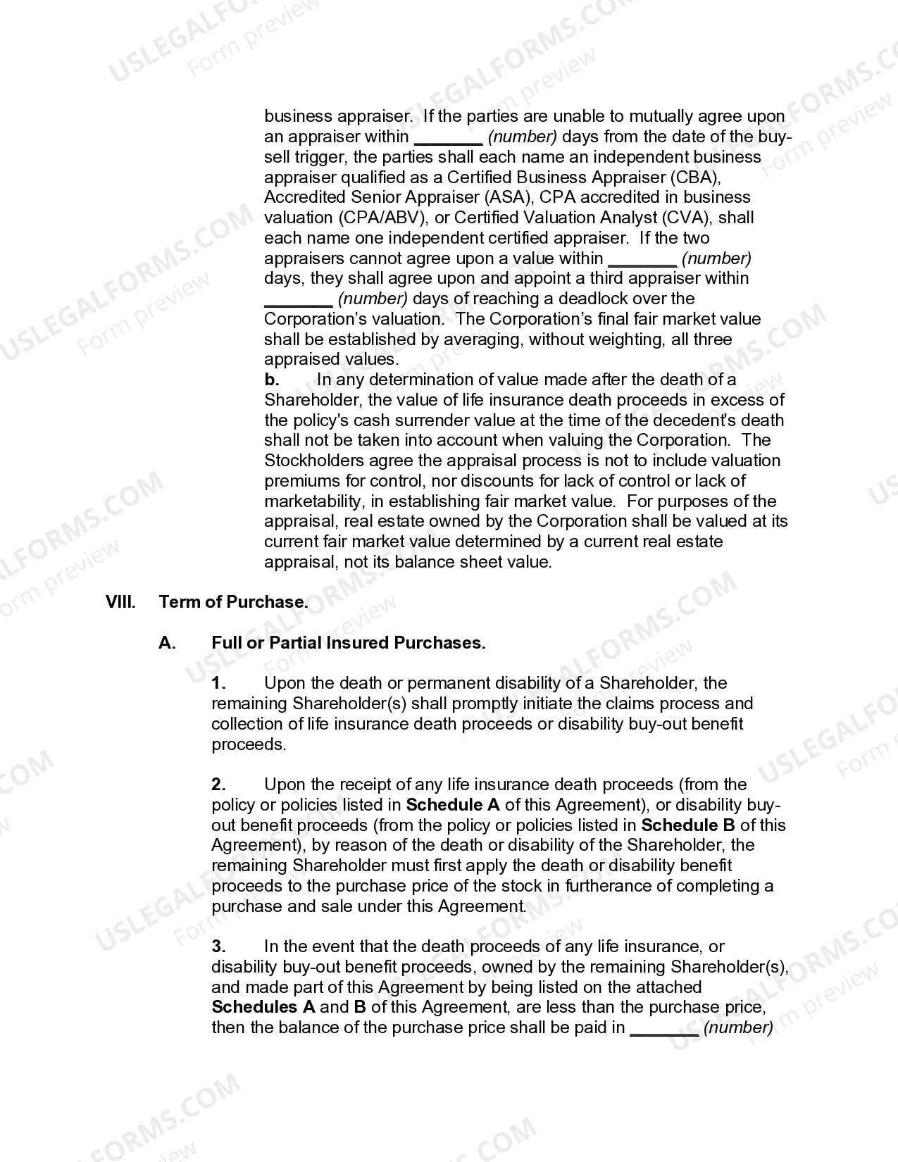 Preview Corporate Cross Purchase Agreement