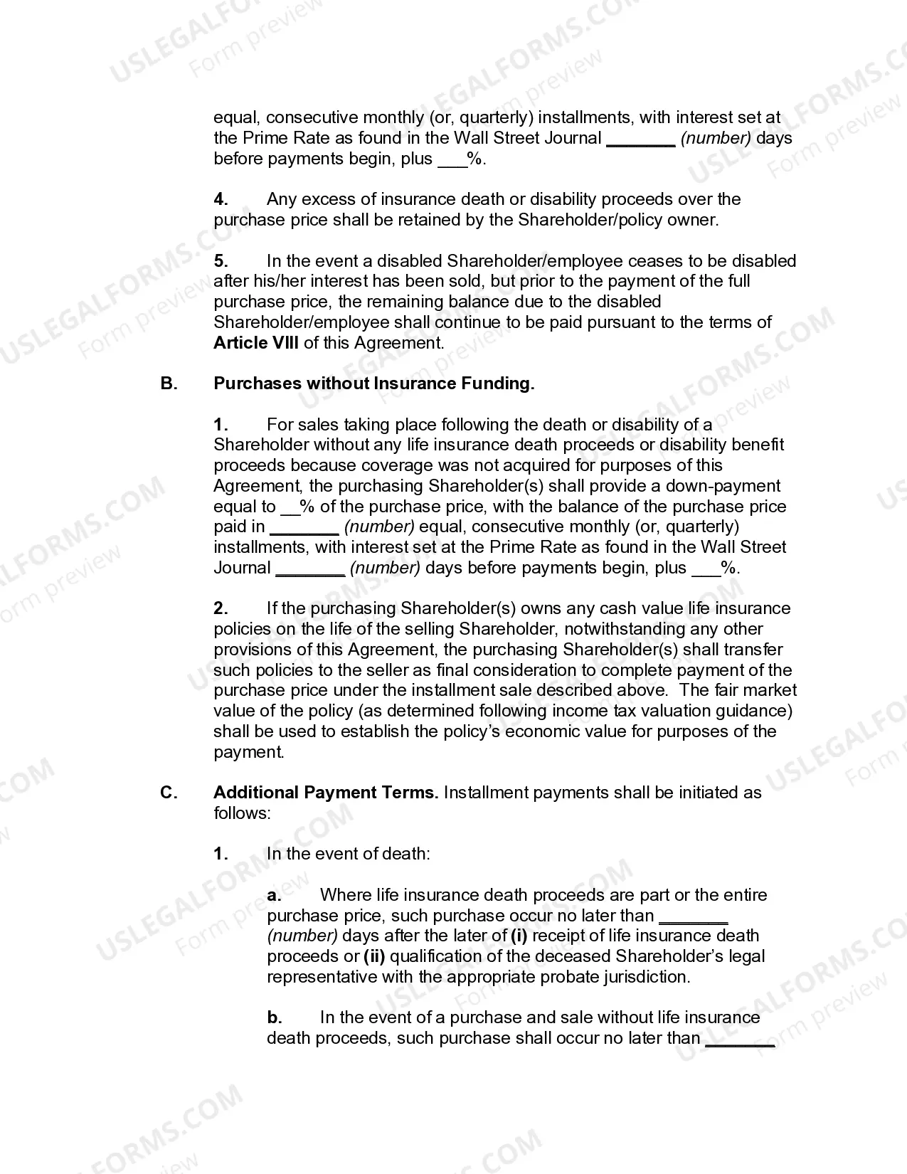Preview Corporate Cross Purchase Agreement