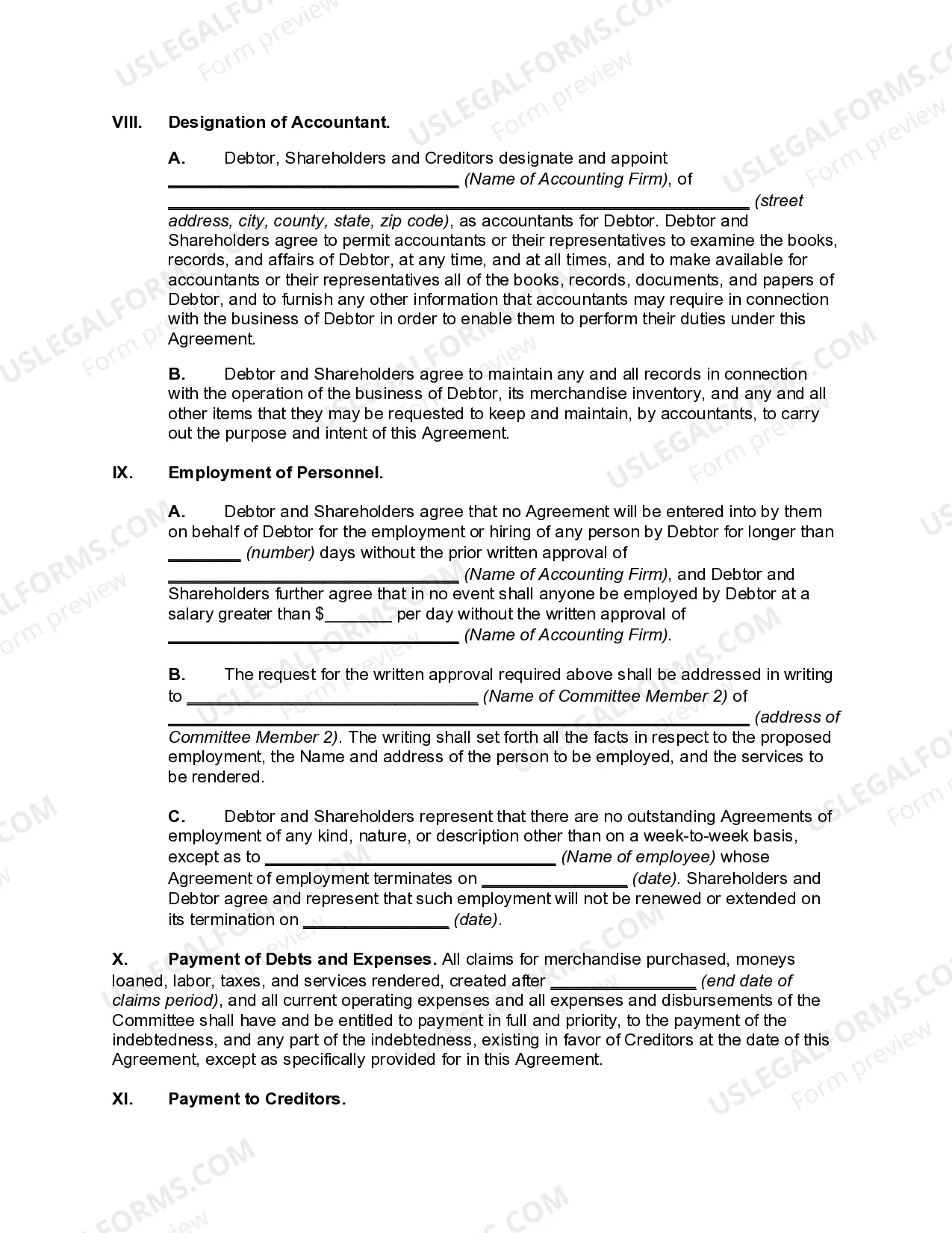 Preview Extension Agreement among Debtor, Stockholders, Creditors, Secured Creditor, and Creditors' Committee -- Subordination of Creditors' Claims