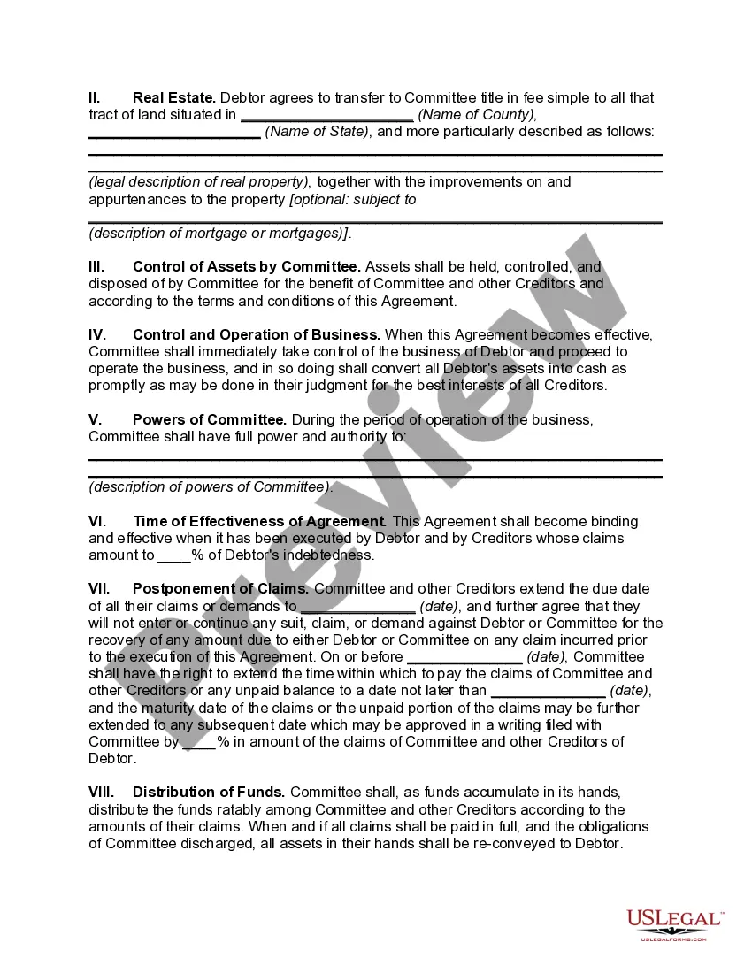 Preview Composition with Creditors -- Debtor to Carry on Business under Inspection by Creditors' Committee -- Transfer to Committee of Real Estate of Debtor