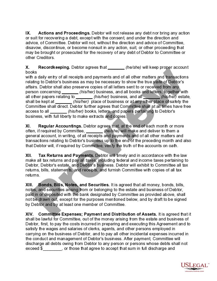 Get Composition with Creditors with Debtor to Carry on Business under Inspection by Creditors' Committee and Debtor to Pay Full Amount of Debts Preview Composition with Creditors with Debtor to Carry on Business under Inspection by Creditors' Committee and Debtor to Pay Full Amount of Debts